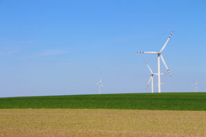 Energy windmills on a plain